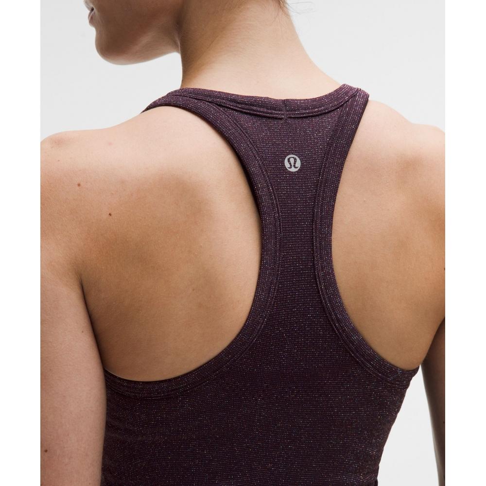 Lululemon Swiftly Tech Cropped Round Neck Racerback Tank Top 2.0  Sparkle Black Plum Rainbow Lurex