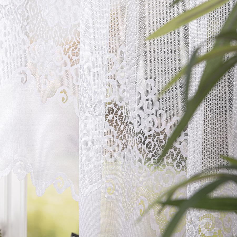 MODESTA - Ready-made jacquard curtain with a straight hem - 400x160 cm - white