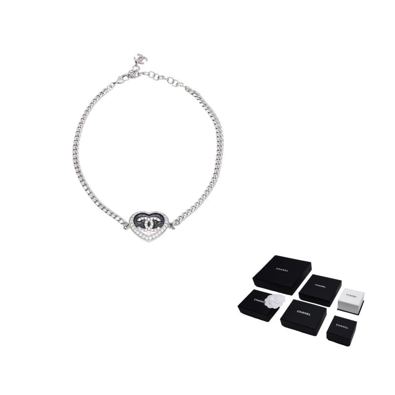 Chanel 23B CC Двойное C Сердце Металлическое Ожерелье Женское Розовое