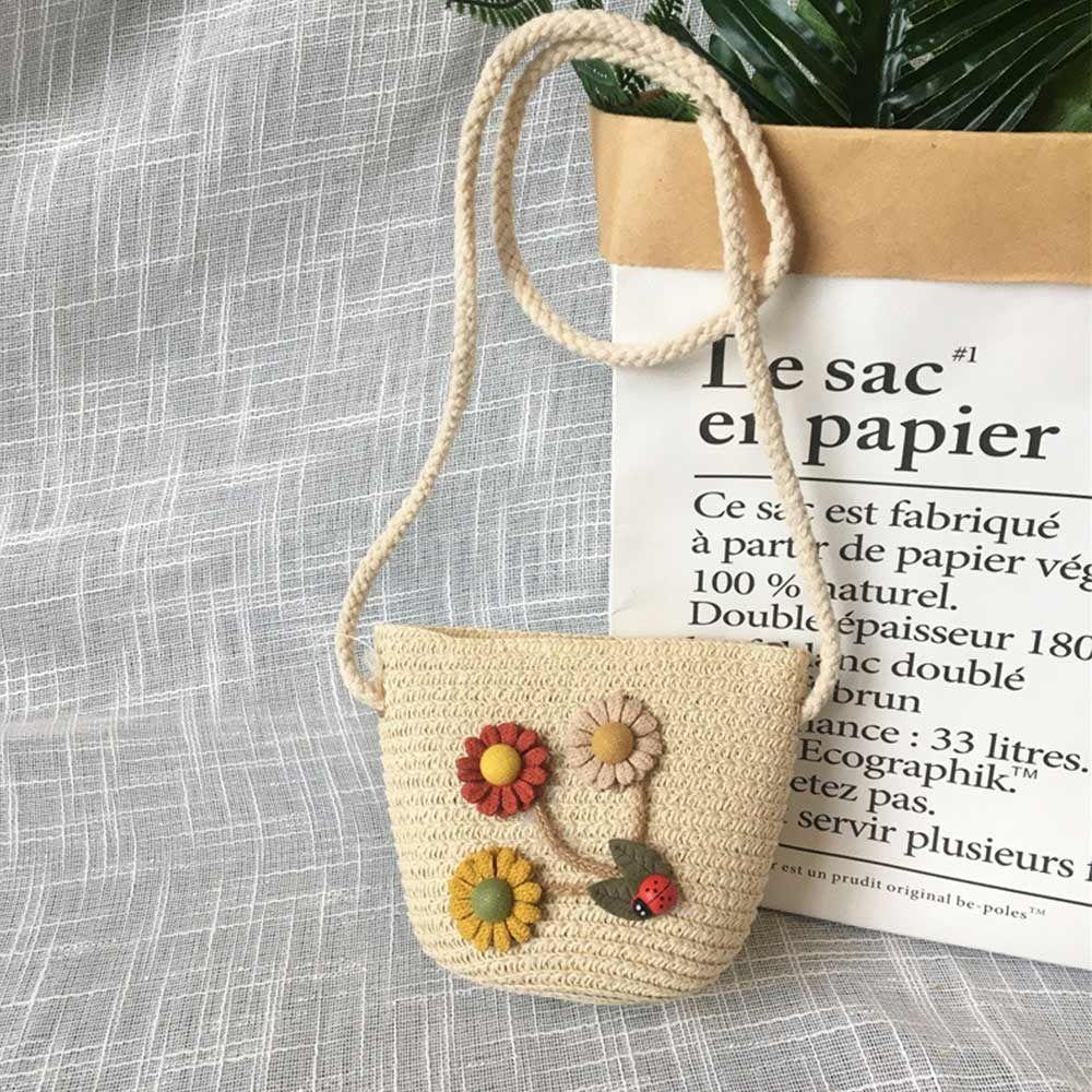 Модные милые соломенные сумки через плечо, плетеные сумки-кроссбоди с цветами, детские ручной работы сумки-мессенджеры для девочек