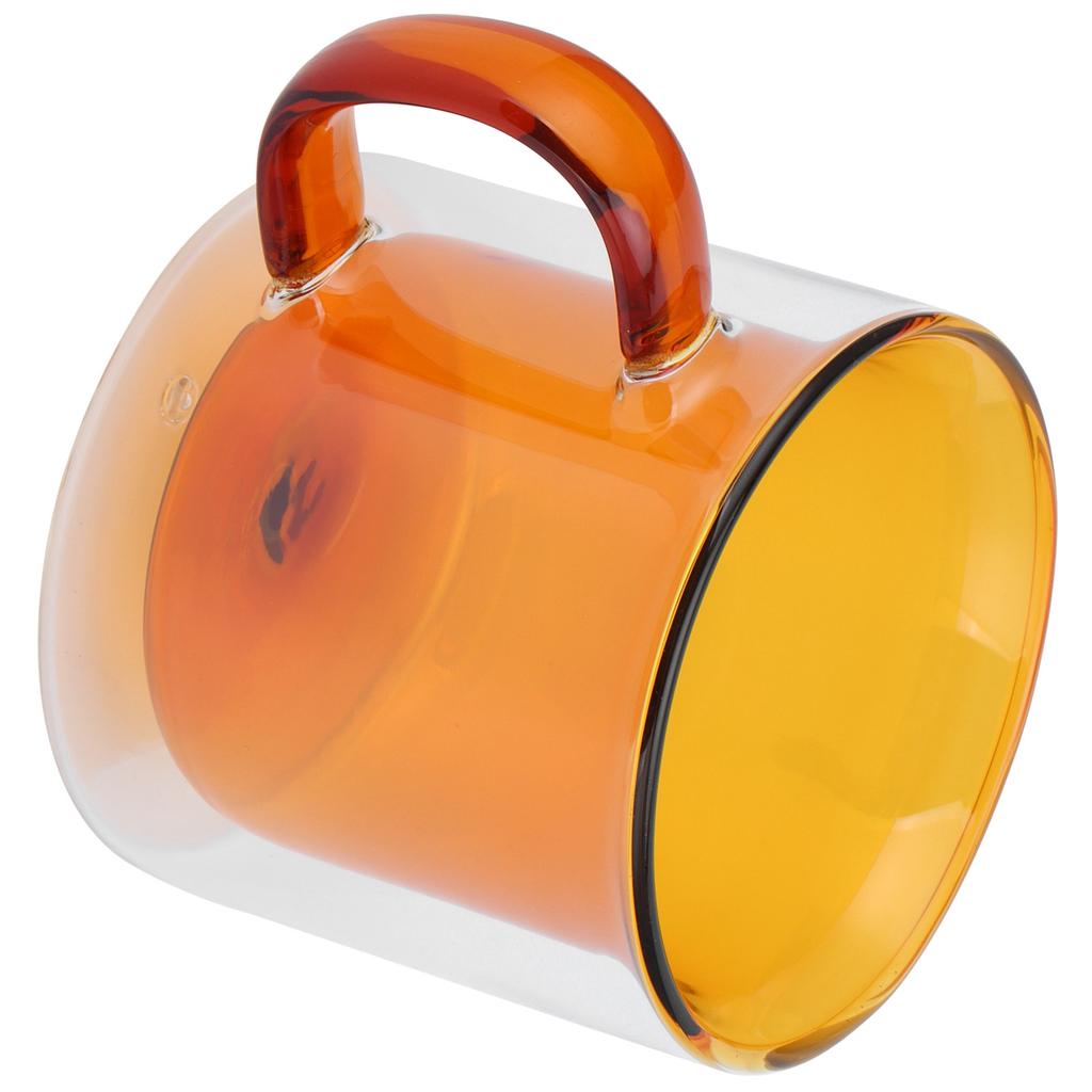 250 мл двухслойная кружка термостойкая цилиндрическая прозрачная чашка для молока кофе дома(желтый )