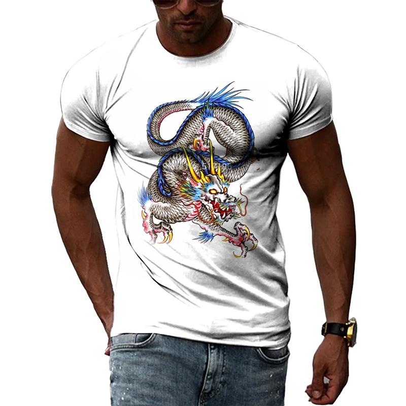 Summer Fashion Chinese Dragon Men T-shirts 3D Trend Casual Personality Cool Style Printing Tees Hip Hop O-neck Short Sleeve Tops