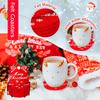 10PC Snowflake Printed Party Red Holiday Felt Coasters Table Decor Christmas Cup Mats Festive Absorbent Wool Beverage Decoration