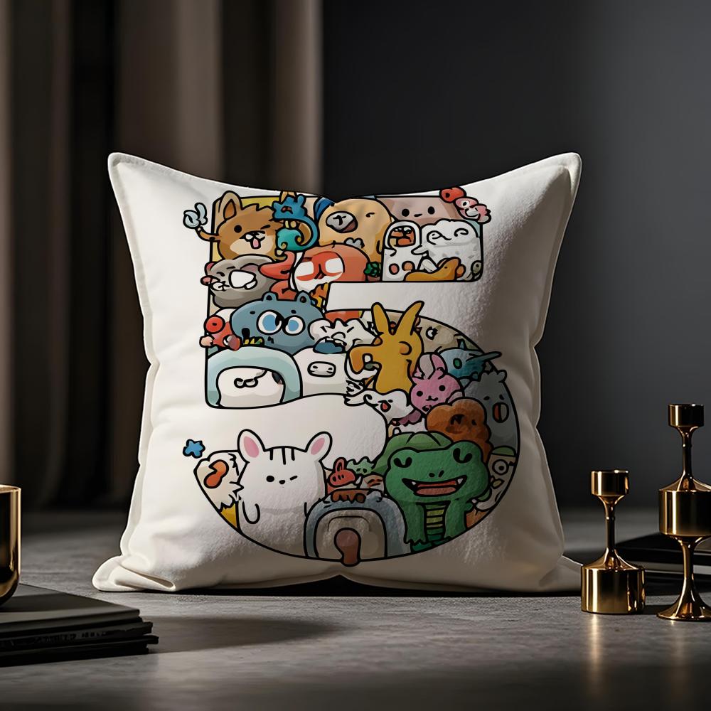 Digital Design Cushion Cover Anti-dustmite Pillowcase Invisible Zipper Silky Short Plush Sofa Cushion Cover