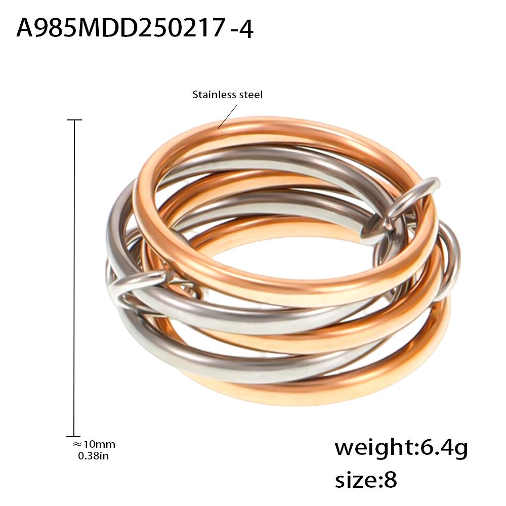 Многоцветные звенья, сложенные кольца из нержавеющей стали для женщин, с покрытием из 18-каратного золота, не тускнеющие, в стиле рок-хип-хоп, женское кольцо, женские кольца