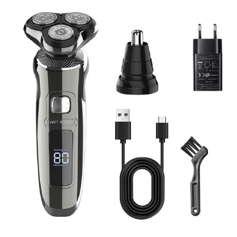 Многофункциональная электробритва: Интеллектуальный ЖК-дисплей, мужская бритва 3 в 1, триммер для носа, моющаяся конструкция