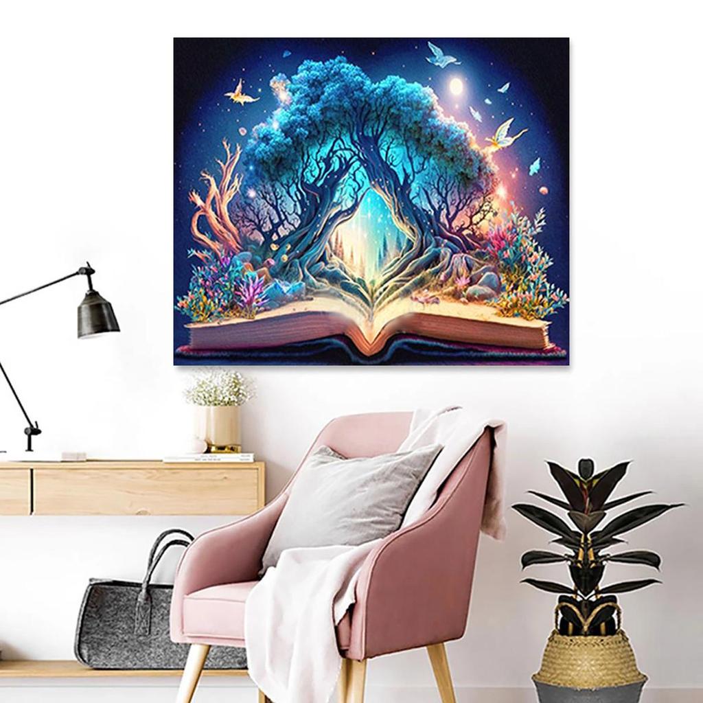 Frame Book Tree Painting By Numbers For Adults Kits Acrylic Paint On Canvas Wall Art Numbers Painting For Home Diy Crafts 40x50