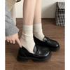 Round Head Versatile Retro Black Platform Small Leather Shoes Women's 2025 New Spring and Autumn British One-pedal Soft Leather Loafers