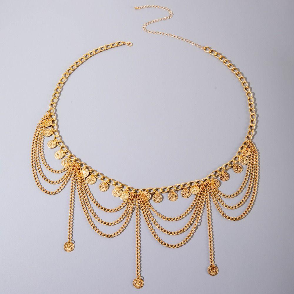 Пояс с кисточками Цепочка на талию Золото Украшение на тело Модная металлическая цепочка на тело Девушки