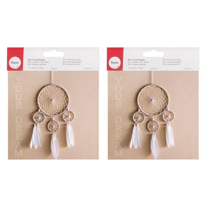2 DIY Beige and White Dreamcatcher Kits