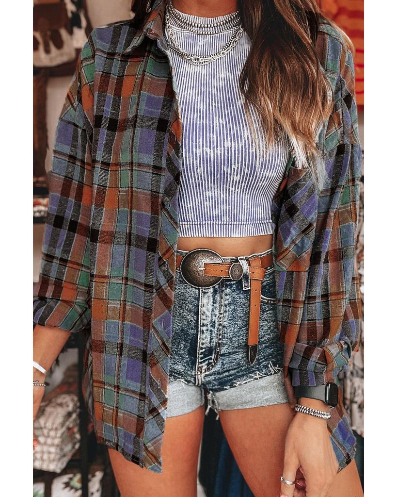 Azura Exchange Оранжевая клетчатая рубашка свободного покроя в винтажном стиле