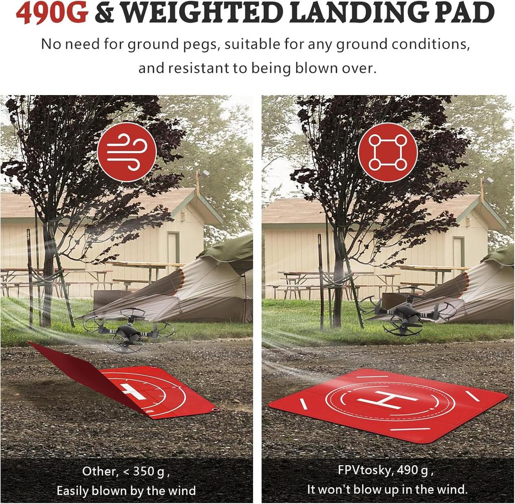 Nighttime Reflective Drone Landing Pad,Fast-fold Double Sided Waterproof Landig Pad Weighted for DJI Mini 5 Pro/ 4/3 Pro/Mini 4k / Mavic 4 / Air 3s