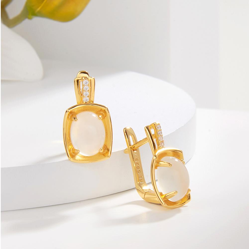 Комплект украшений из натурального белого лунного камня, овальные серьги 7*9 мм, кольцо, настоящий драгоценный камень, серебро 925 пробы, изысканные ювелирные изделия для женщин