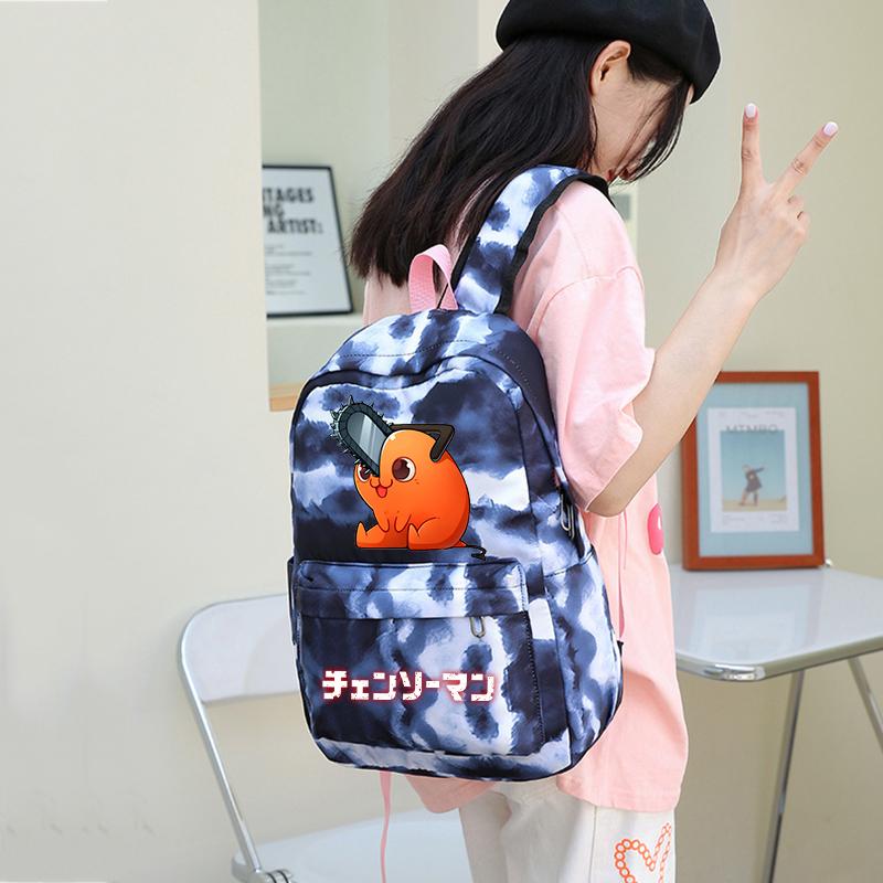 3Pcs/Set Chainsaw Man Kawaii Casual School Bag Colorful Backpack Set Girl with Lunch Bag for Women Student Teenager Rucksack Pencil Case