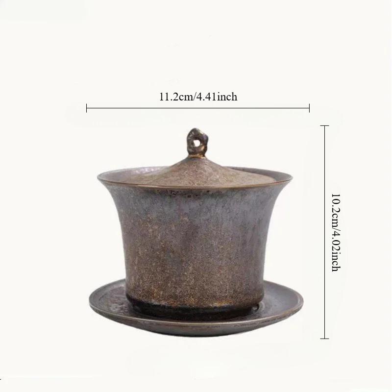 Японский чайник из каменной керамики с ржавой глазурью, ручной работы, ретро-керамический чайник для кунг-фу, фильтр и ручка, маленький герметичный дизайн (Одиночный горшок)