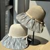 New Summer Knitted Basin Hat Women's Bow Bucket Hat Outdoor Fashion Sun Hat Sunshade Sunscreen Hat