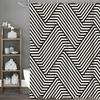 Black and White Stripe Interspersed Modern Shower Curtain, Bathroom Decorative Shower Curtain, Waterproof Shower Curtain with Ho