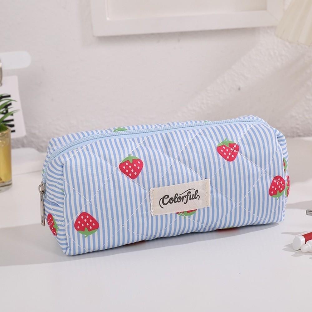 Quilted Stationery Bag Strawberry Striped Pencil Pouch INS Stationery Pouch Gift
