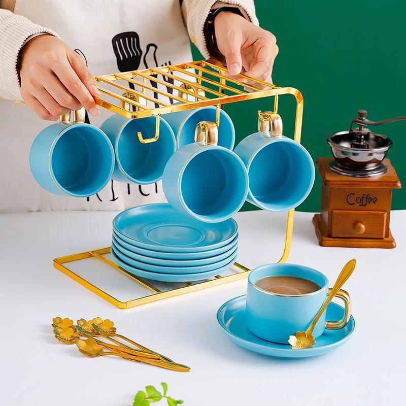 Керамическая кружка Многоразовый набор кофейных чашек Чашки для эспрессо Чашки для кофе и чая Столовые приборы Аксессуары Фарфоровое блюдце Кофейная посуда Бар