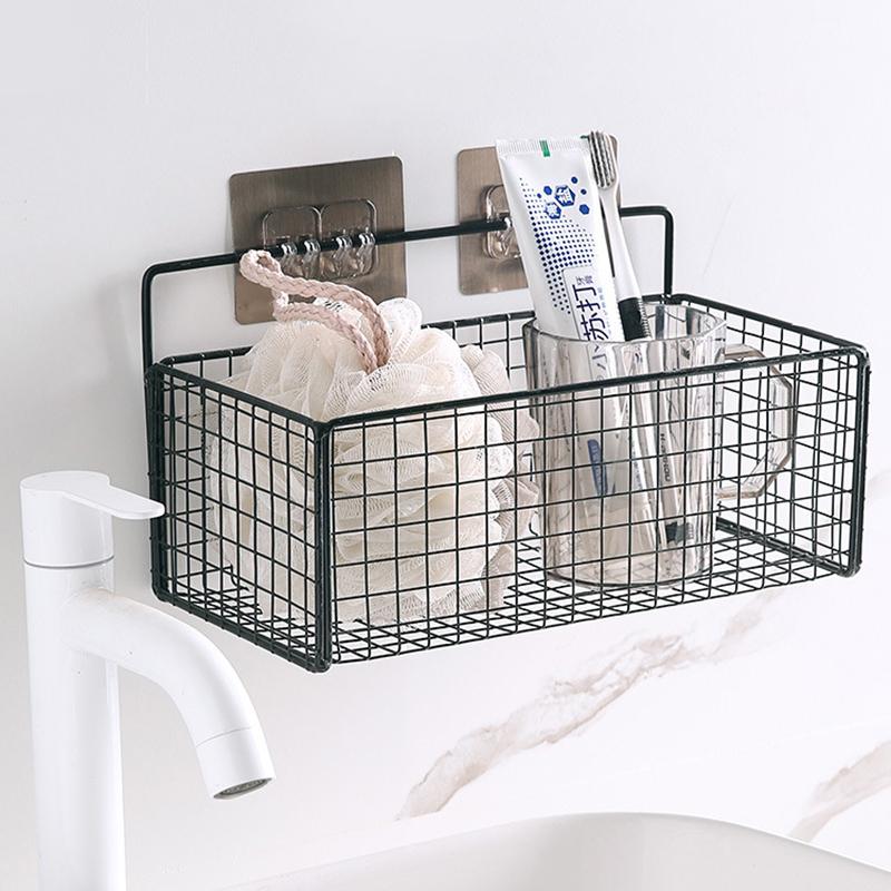 Черная настенная полка для ванной комнаты, душевая стойка для шампуня, кухонное хранилище для приправ