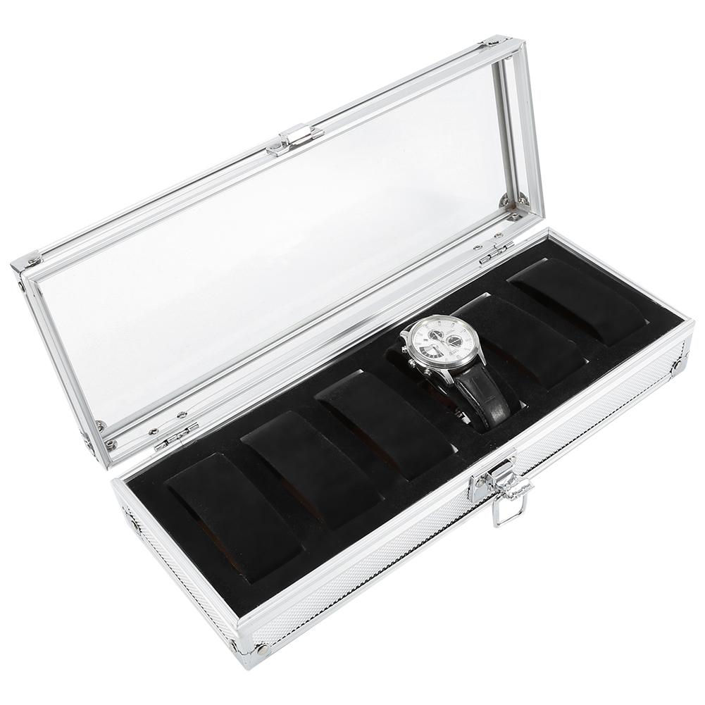1Pc 6 12 Grid Slots Aluminum Rectangle Watch Jewellery Display Storage Organizer Box Case New