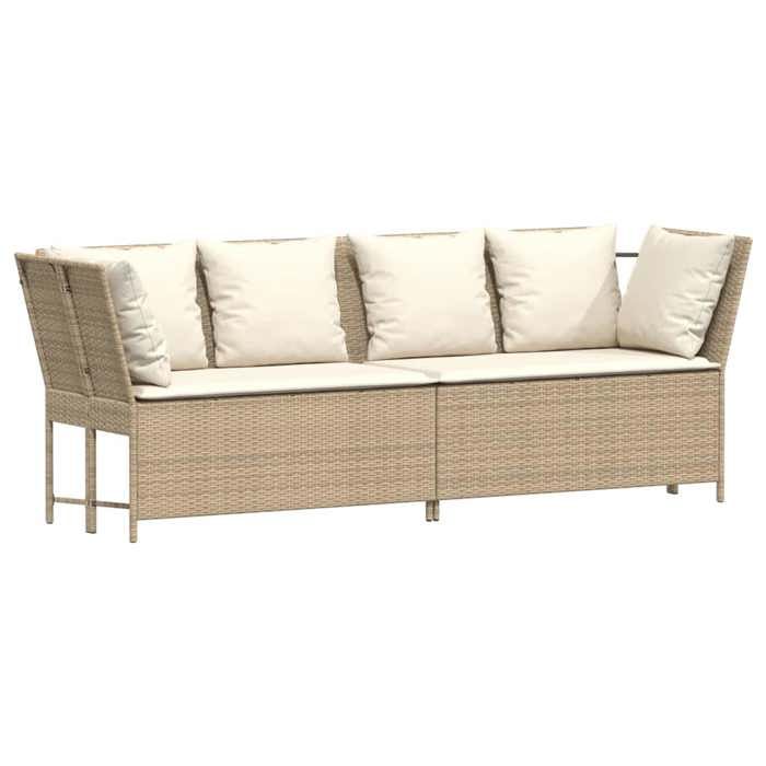 VidaXL Garden Sofa with Beige Cushions Braided Resin, Outdoor Sofa, Garden Loveseat, Outdoor Furniture, 4104125