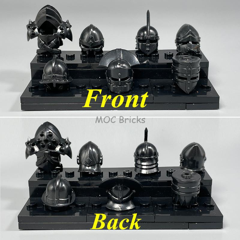 MOC Кирпичи Черный Меч Щит Копье Алебарда Шлем Средневековые Рыцари Рим Фигурка Действия Образовательный Строительный Блок Подарки