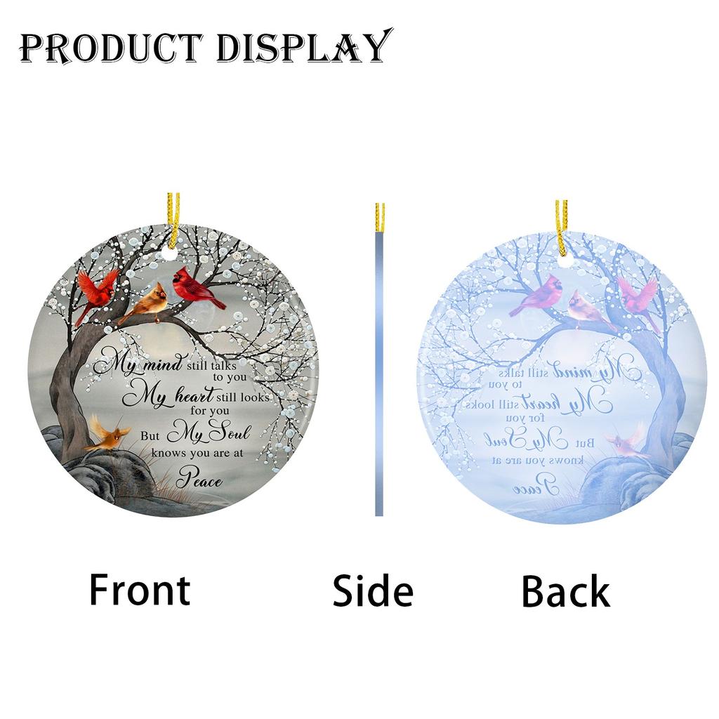 Sympathy Gifts - Memorial Gifts Red  Birds Hanging Decor - My Mind Still Talks To You Acrylic Ornaments Double-sided Printed