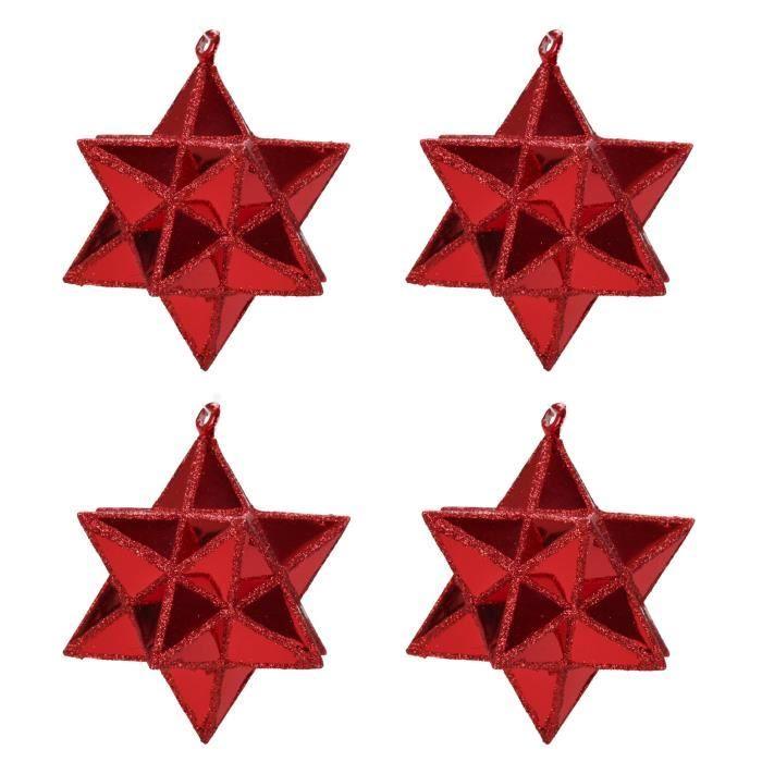 Set de 4 étoiles de Noël rouge - 1001kdo - Géométrique - PVC - Décoration de Noël