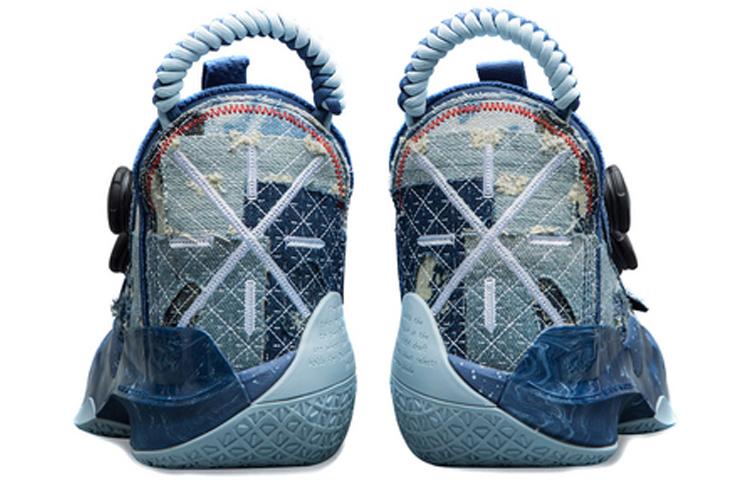 Li Ning WOW 8 Амортизация Момент Устойчивость к Скольжению Износостойкость Средняя Высота Баскетбольные Кроссовки Мужские Черно-Синие ABEP001-6