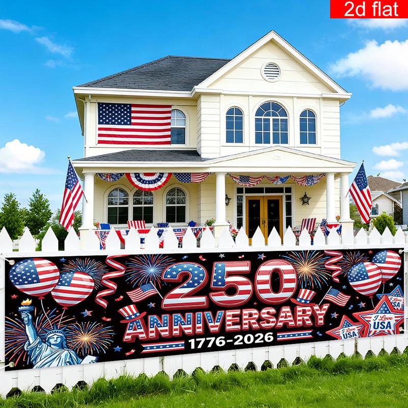 Баннер 250-летия США Большой Патриотический Баннер Декорации Америка 250 Лет Садовый Знак Яркий Баннер для Вечеринки 4 Июля