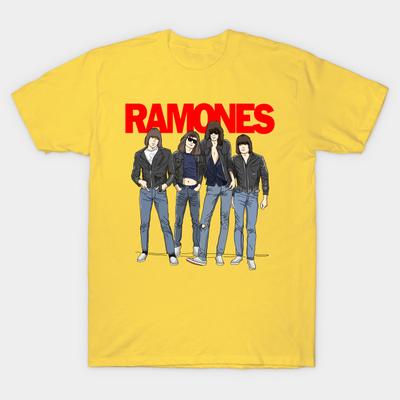 Мужская черная футболка с принтом Ramones Печать на трансферной бумаге без вырезания Хлопковая футболка