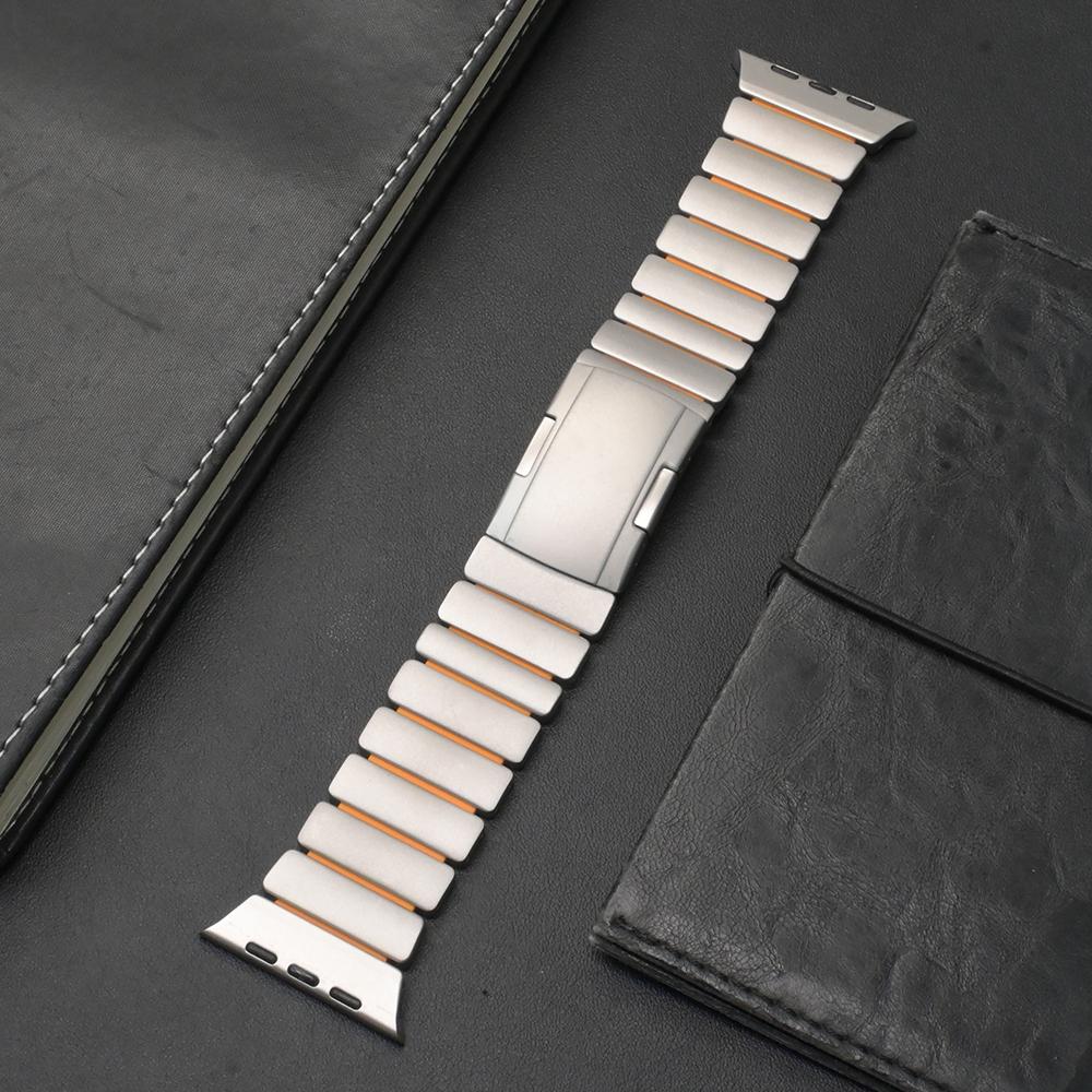 Титановый силиконовый ремешок для Apple Watch Ultra 3 2 49 мм Серии 11 10 46 мм Роскошный браслет для iwatch 9 8 7 6 5 SE 45 мм 44 мм Ремешок