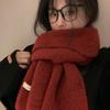 Шарф Женский Новый Зимний Вязаный Шерстяной Шарф Красный Корейская Версия Универсальный Высококлассный Однотонный Теплый Для Пары