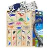 Bathing Elephant Dinosaur Stamps with Original Instruction Wooden Stamp and Ink X X Gift for Girls and Dinosaur ABC Stamps Manual, Set, 23.6cm 23.8cm