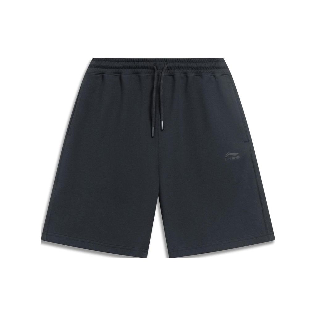 Li-Ning Pure Color Logo Straight Shorts Men Bottoms Black AKST079-5