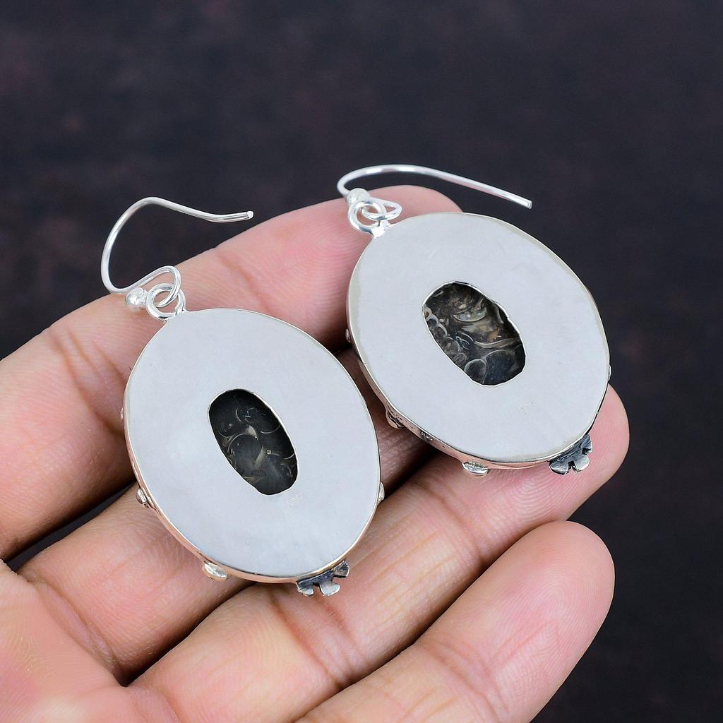 Turritella Agate Earring Awesome Gemstone Earrings 925 Sterling Silver Earring Turritella Agate Jewelry Anniversary Gifts Handmade Earrings