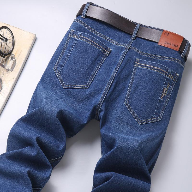 Autumn and Winter Models of Jeans Male Middle-aged Loose Straight Long Trousers Elastic Waist Dad Casual Men's Trousers