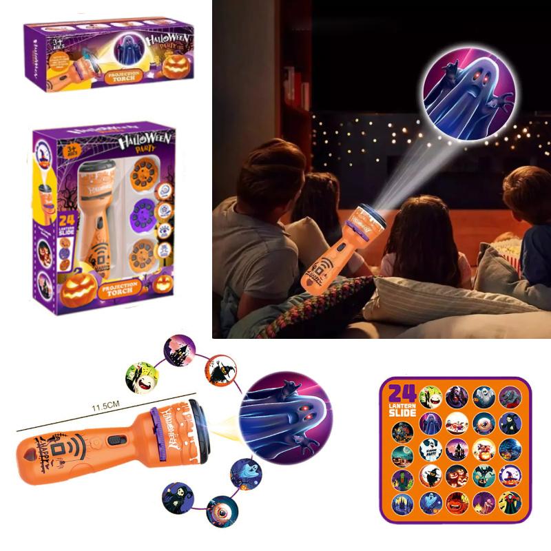 Halloween Projector Flashlight Slide Projection Light Torch Kids Funny Gift