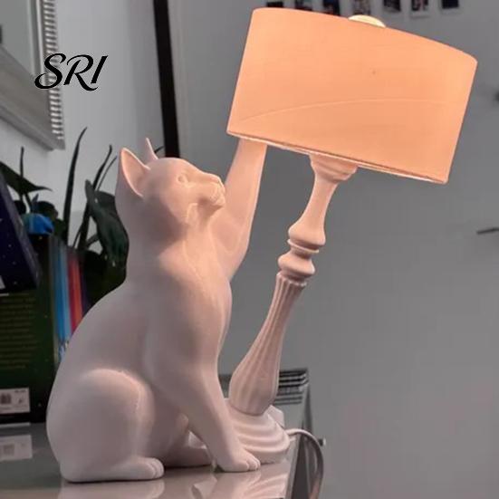 LED Cat Night Light Naughty Table Lamp 3D Printed Tipping Ornament Creative Bedside for Living Room Bedroom Home Decor Animal