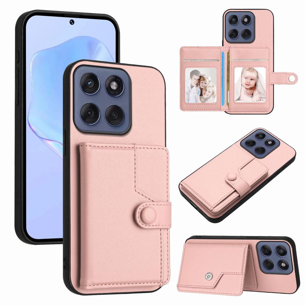 Чехол для Motorola Edge 60 5G/Motorola Edge 60s 5G/Motorola Edge 60 Fusion 5G с держателем для карт с блокировкой RFID и подставкой, задняя крышка телефона из ТПУ + ПУ кожи