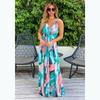 Spring and Summer Women's Floral Halter Long Dresses