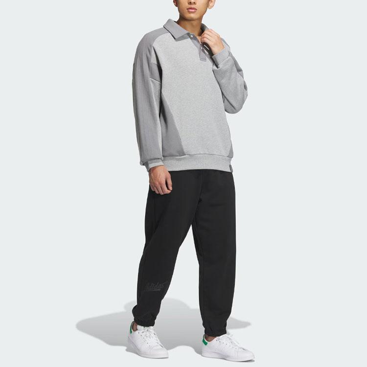 adidas Толстовка Originals Wing Chun Series Toc Crew с цветными блоками, свободная толстовка унисекс с длинным рукавом, средне-серая IZ1536