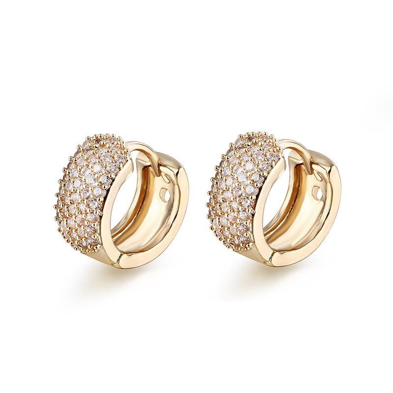 Women's Earrings Round Retro Hoops Jewelry Gold Color Zircon Small Ear Ring Vintage Female Accessories LAMOON
