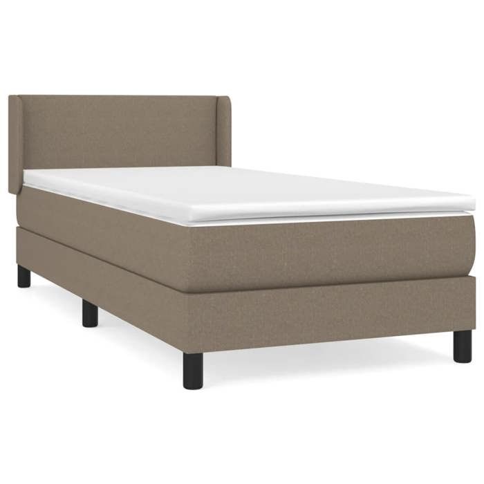 Maison Exclusive - Sommier à lattes de lit avec matelas Taupe 90x190 cm Tissu