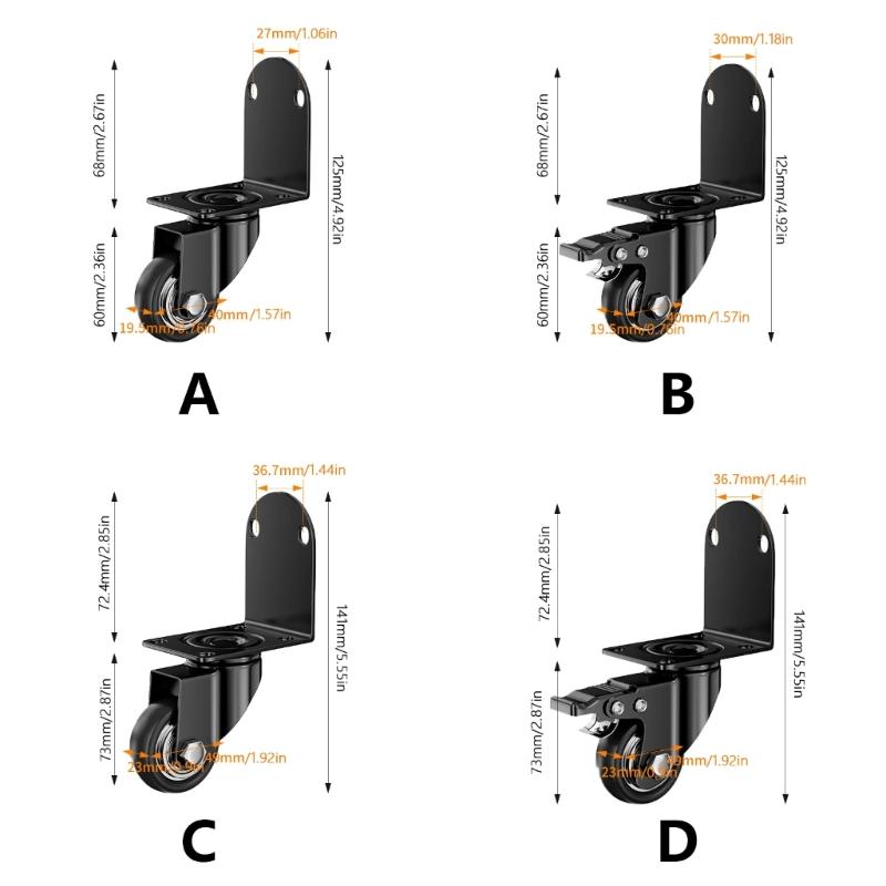 Quiet Glides 2pcs General Casters with Corner Guards Heavy Duty Casters Wheel Simple Installation for Tables & Chairs