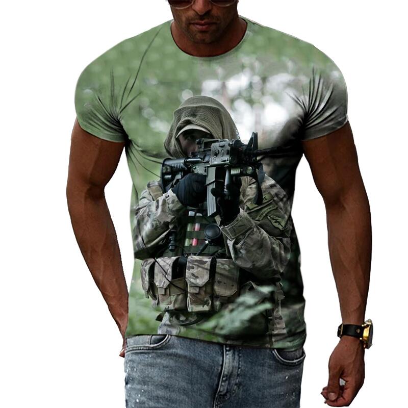 Summer Fashion Special Forces Gun T Shirts For Men Casual 3D Print Tee Hip Hop Harajuku Oversized Round Neck Short Sleeve Tops