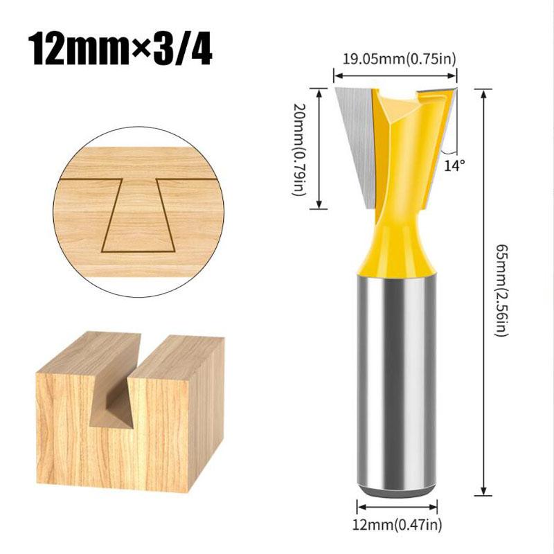 Набор из 5 шт. 12 мм 1/2-дюймовых хвостовиков для соединения «ласточкин хвост» 14 градусов для деревообработки, гравировки, фрезы для дерева