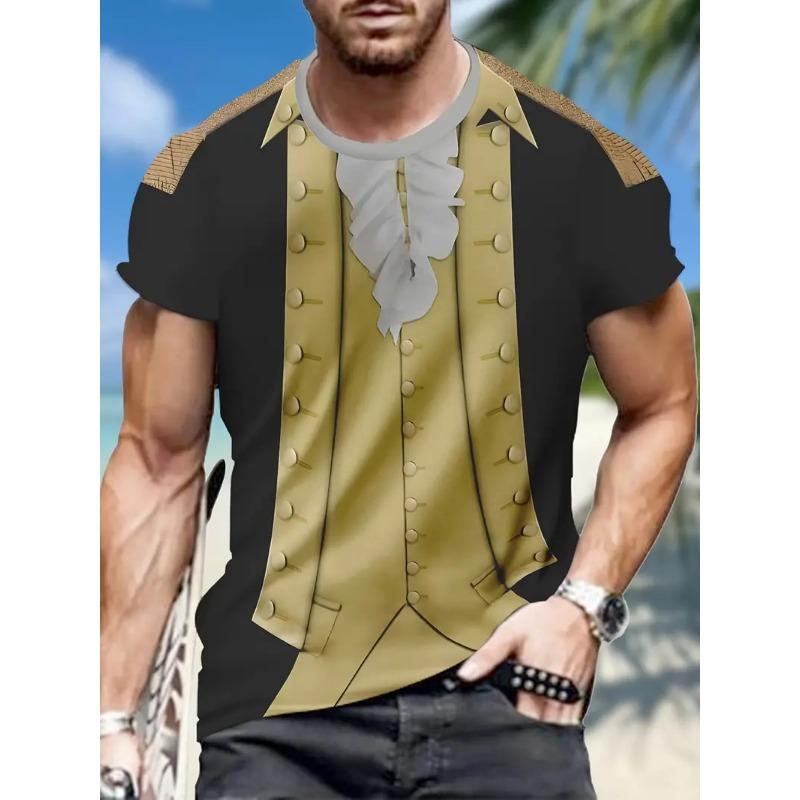 Поддельный жилет, куртка, узор, принт, футболки для мужчин, 3D, новинка, летний хип-хоп тренд, топ, мода, свободные, крутая уличная мужская одежда