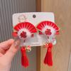 2pcs Flower Tassel Children Bow Hairpin Chinese Style Hanfu Side Clip Wig Braid Hairpin  Girls